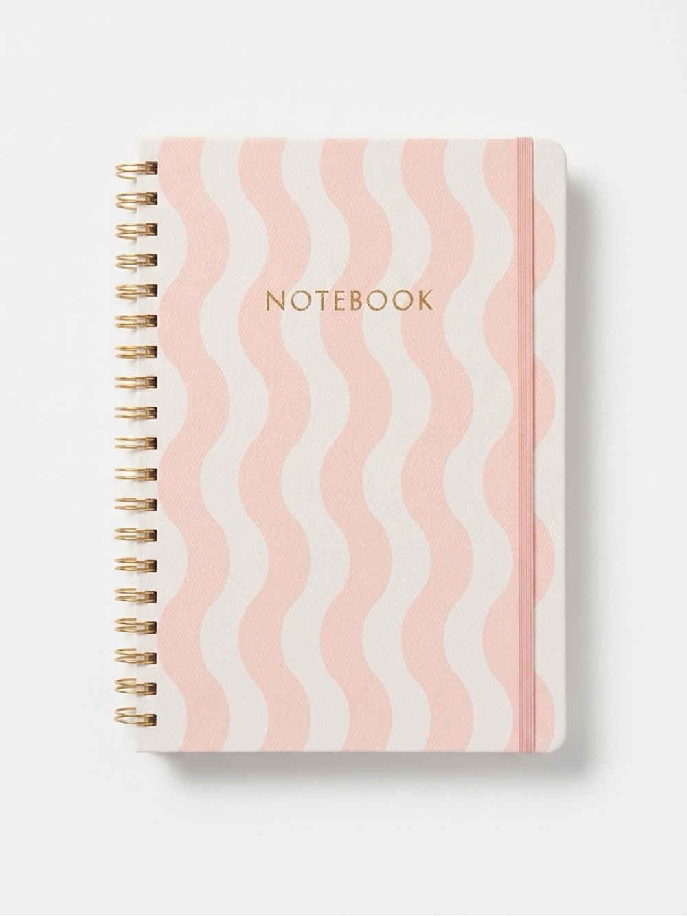 Threshold Pink Wavy Spiral Notebook Journal Gold 7x10 240 Pages NWT